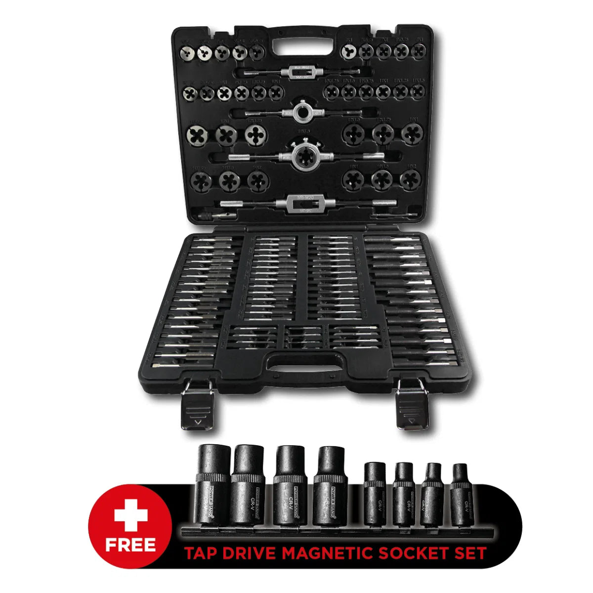 POWERHAND 110Pc Tap & Die with Free Sockets