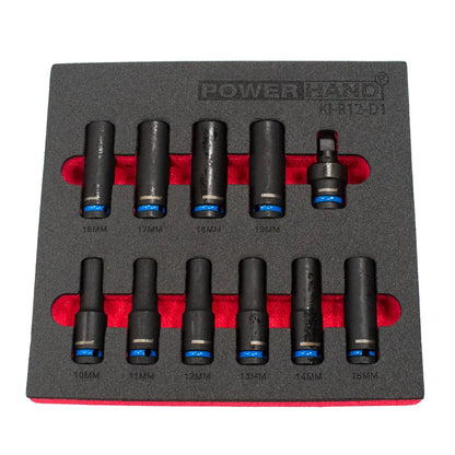 POWERHAND 11Pc 1/2" 6Pt Deep Impact Socket Set (10mm - 19mm)