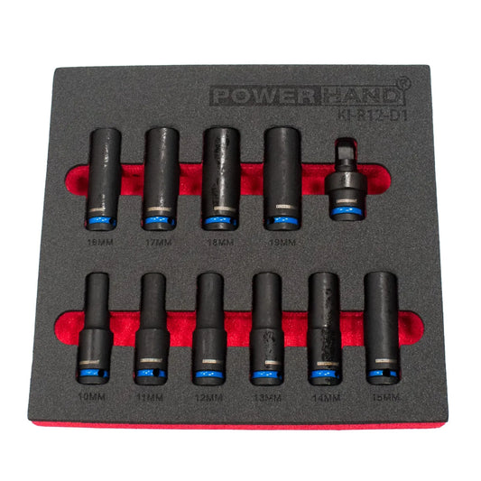 POWERHAND 11Pc 1/2" 6Pt Deep Impact Socket Set (10mm - 19mm)