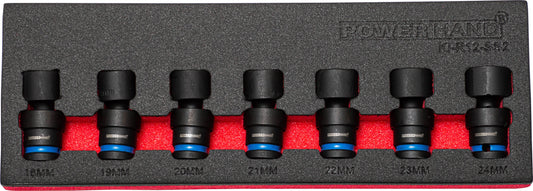 POWERHAND 7Pc 1/2" Shallow Swivel Impact Socket Set (18-24mm)