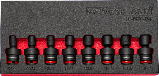 POWERHAND 8Pc 3/8" Shallow Swivel Impact Socket Set (8-15mm)