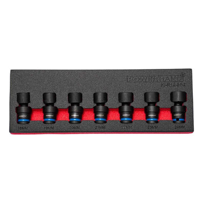 POWERHAND 7Pc 1/2" Shallow Swivel Impact Socket Set (18mm - 24mm)