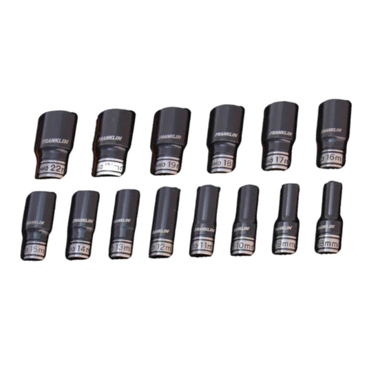 FRANKLIN XF 3/8" 6pt Semi Deep Thin Wall Impact Sockets