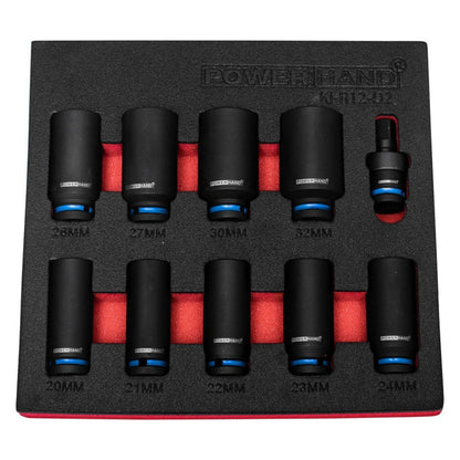 POWERHAND 1/2" 12Pt Deep Impact Socket Set (20mm - 32mm)