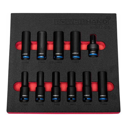 POWERHAND 1/2" 12Pt Deep Impact Socket Set 10mm-19mm
