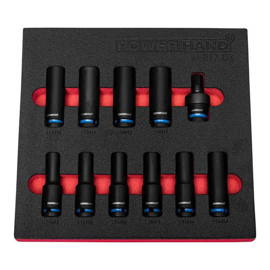POWERHAND 11Pc 1/2" 12Pt Deep Impact Socket Set (10mm - 19mm)