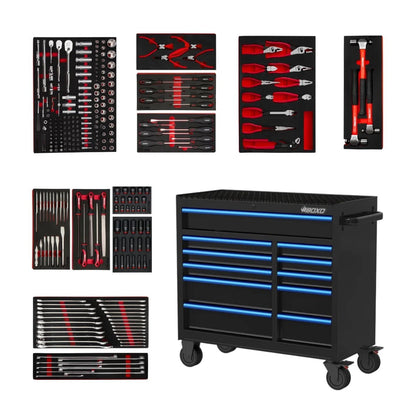 BOXO 41" Black 11-Drawer Rollcab Apprentice Kit (Trim colour options)