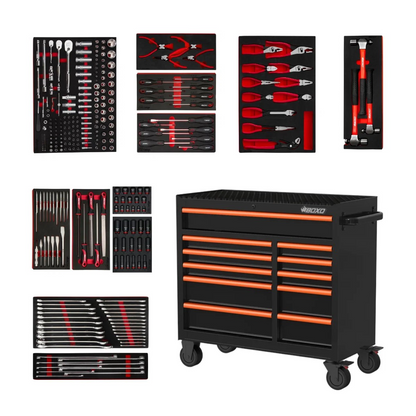 BOXO 41" Black 11-Drawer Rollcab Apprentice Kit (Trim colour options)