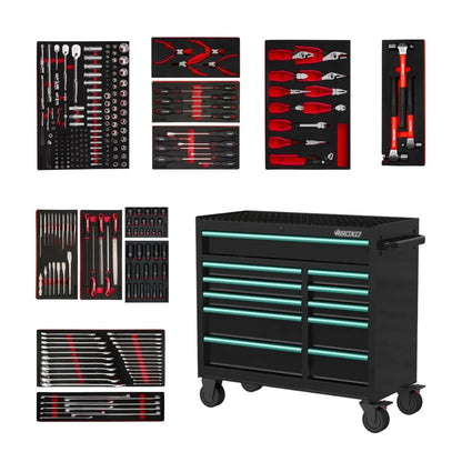 BOXO 41" Black 11-Drawer Rollcab Apprentice Kit (Trim colour options)
