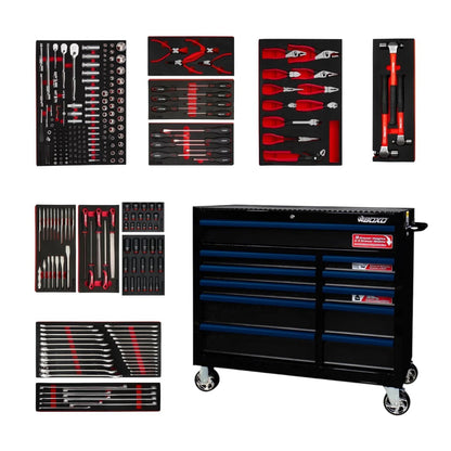 BOXO 41" Black 11-Drawer Rollcab Apprentice Kit (Trim colour options)