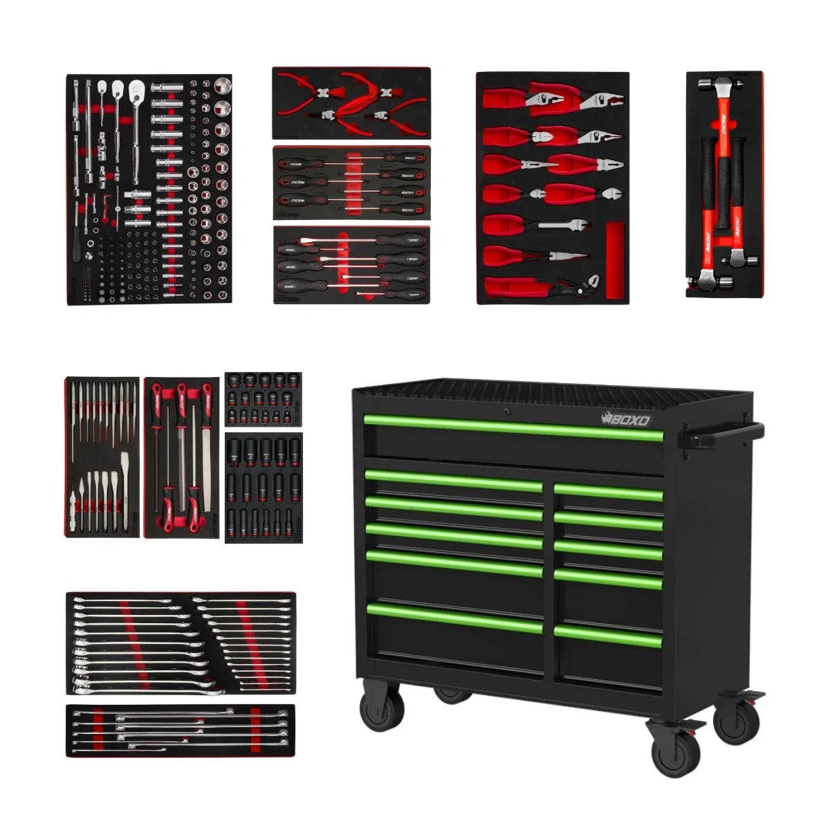 BOXO 41" Black 11-Drawer Rollcab Apprentice Kit (Trim colour options)