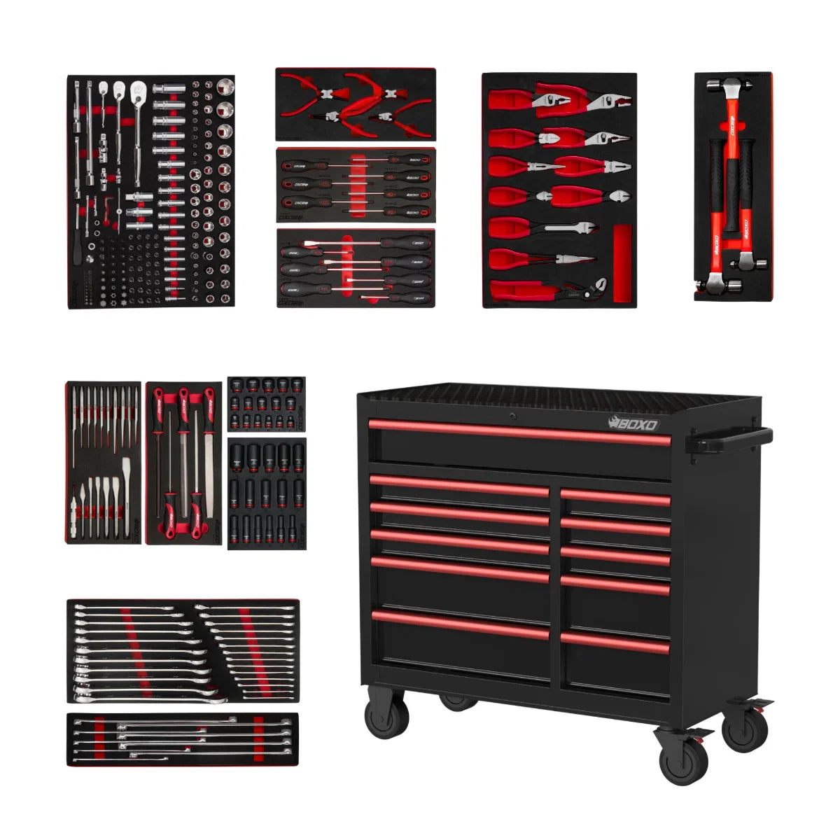 BOXO 41" Black 11-Drawer Rollcab Apprentice Kit (Trim colour options)