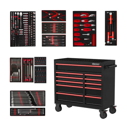 BOXO 41" Black 11-Drawer Rollcab Apprentice Kit (Trim colour options)