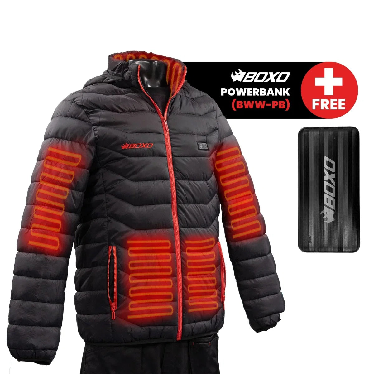 BOXO WorkWear Heated Puffer Jacket with Power bank