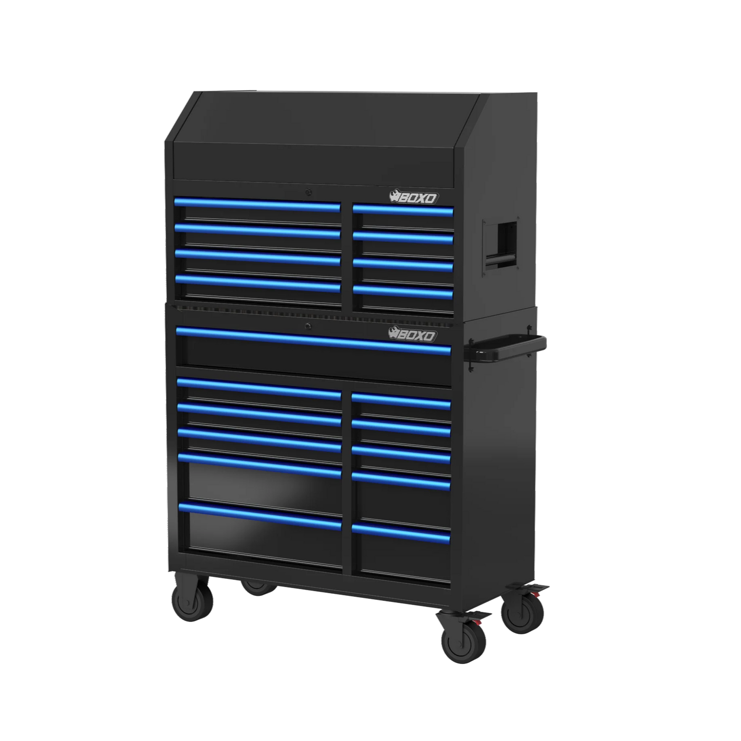 BOXO 41" 19 Drawer Toolbox Stack with Drawer Trim Pack - Black Body with Coloured Trim Pack