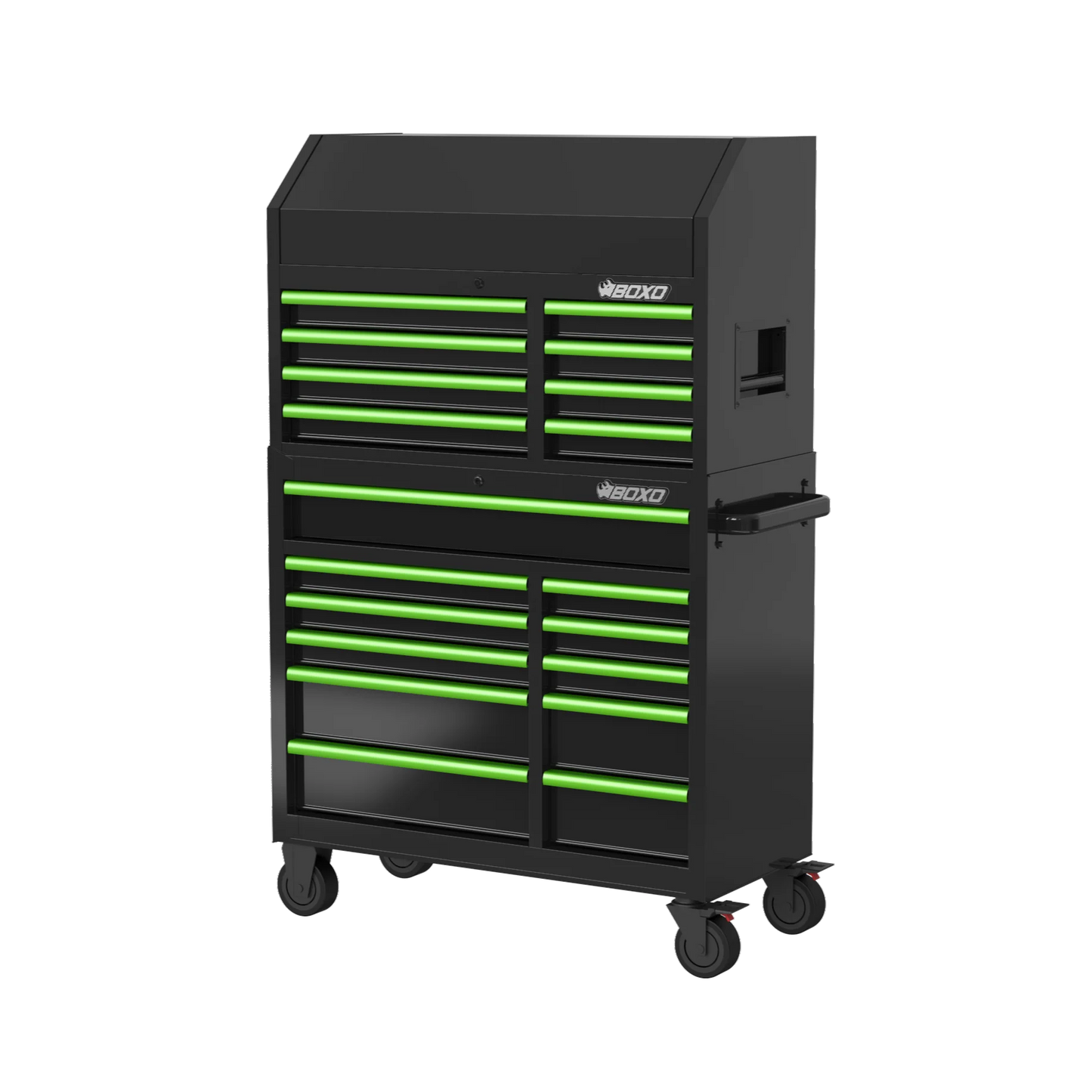 BOXO 41" 19 Drawer Toolbox Stack with Drawer Trim Pack - Black Body with Coloured Trim Pack