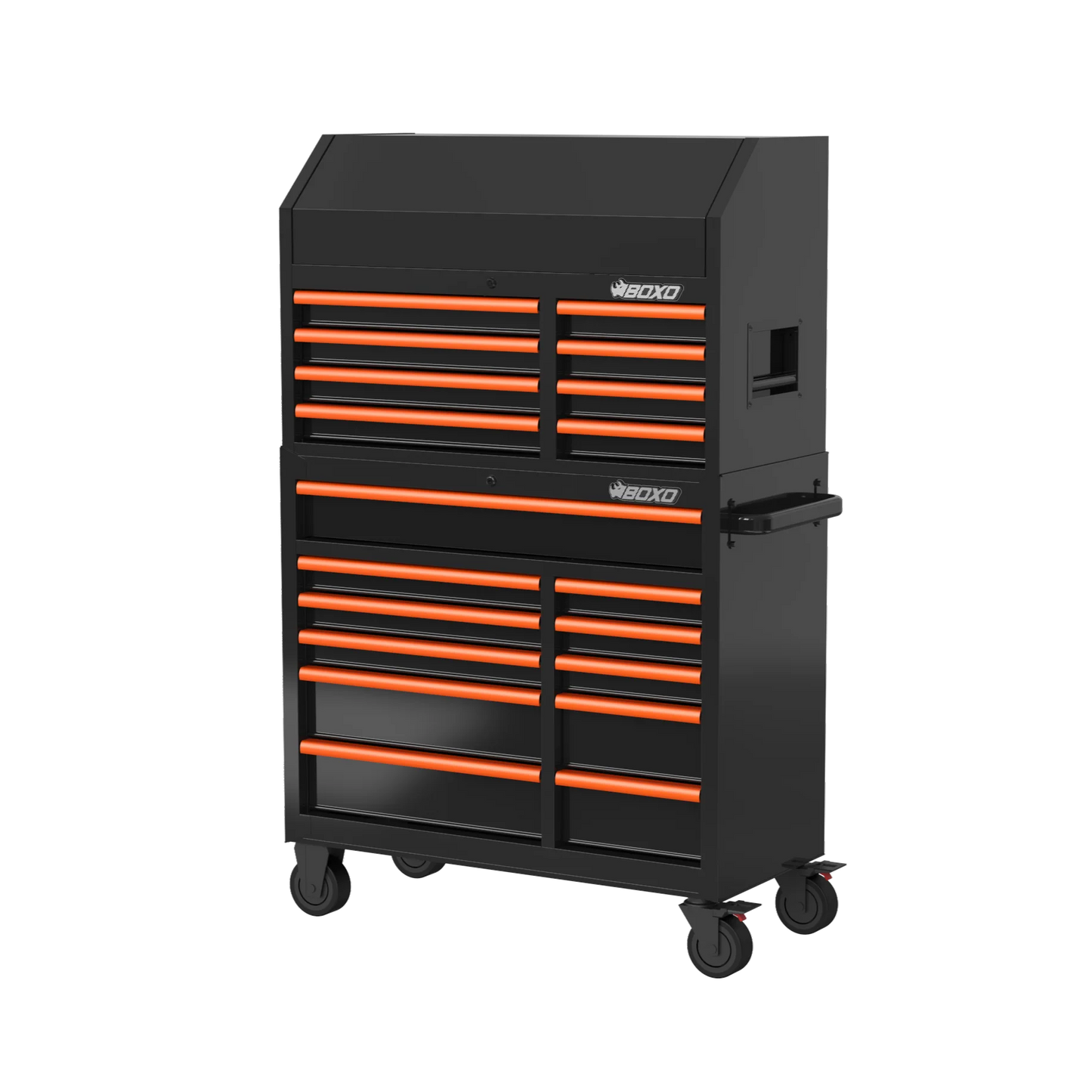 BOXO 41" 19 Drawer Toolbox Stack with Drawer Trim Pack - Black Body with Coloured Trim Pack