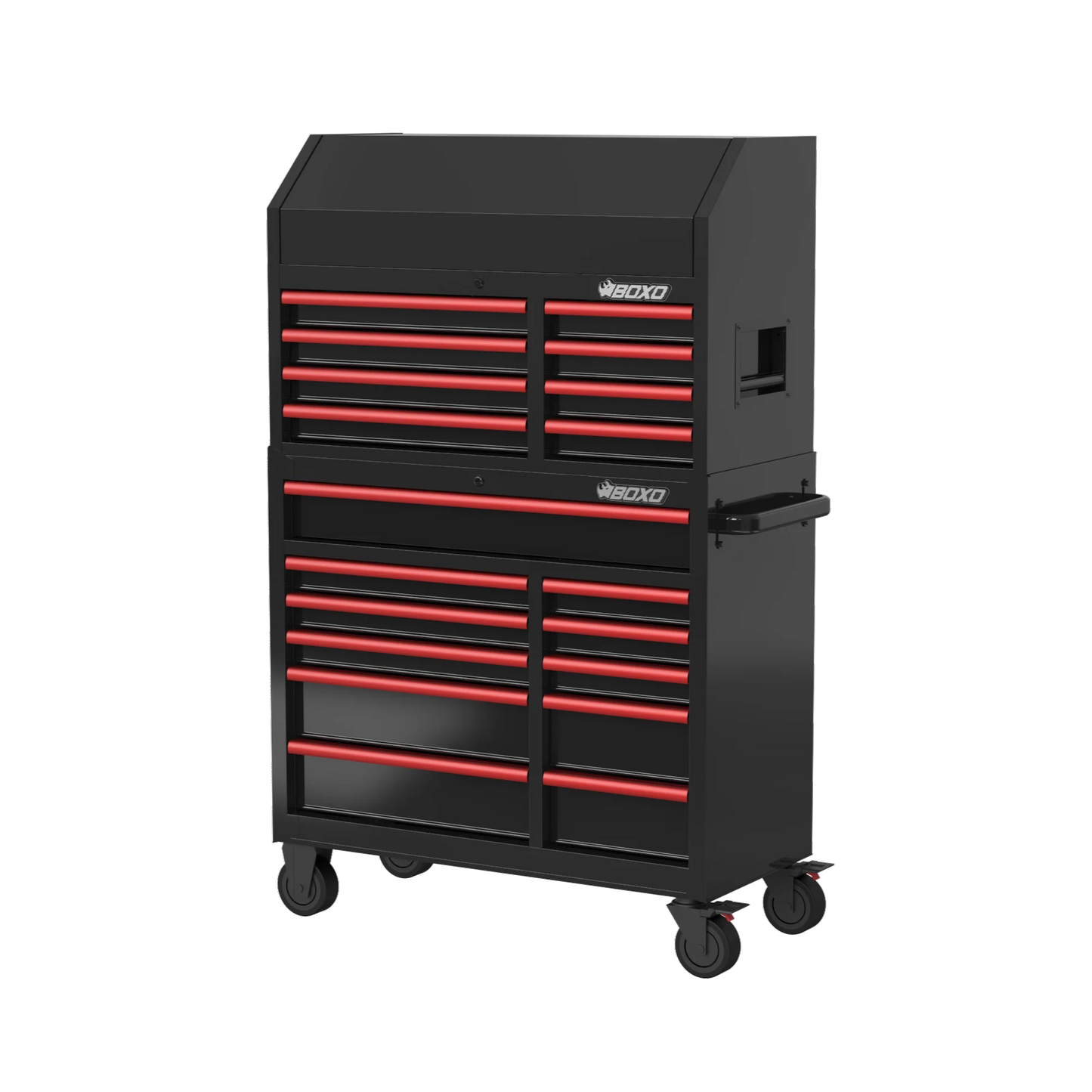 BOXO 41" 19 Drawer Toolbox Stack with Drawer Trim Pack - Black Body with Coloured Trim Pack