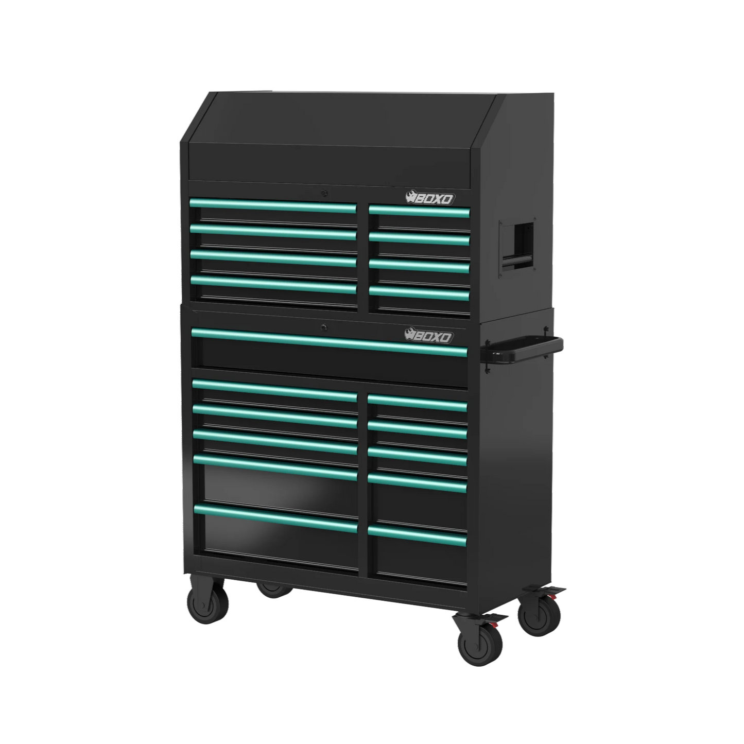 BOXO 41" 19 Drawer Toolbox Stack with Drawer Trim Pack - Black Body with Coloured Trim Pack