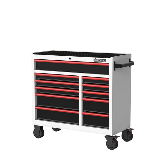 BOXO 41" White 11 Drawer Roll Cabinet with Drawer Trim Pack (Trim colour options)