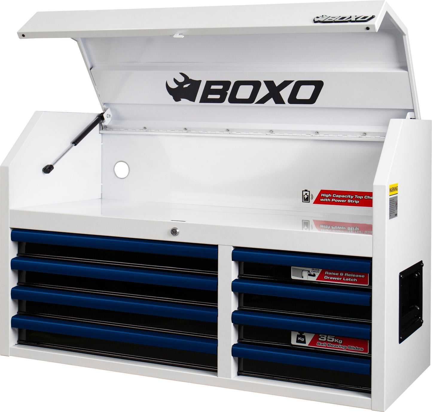 BOXO 41" 8 Drawer Top Box with Drawer Trim Pack - White Body with Coloured Trim Pack