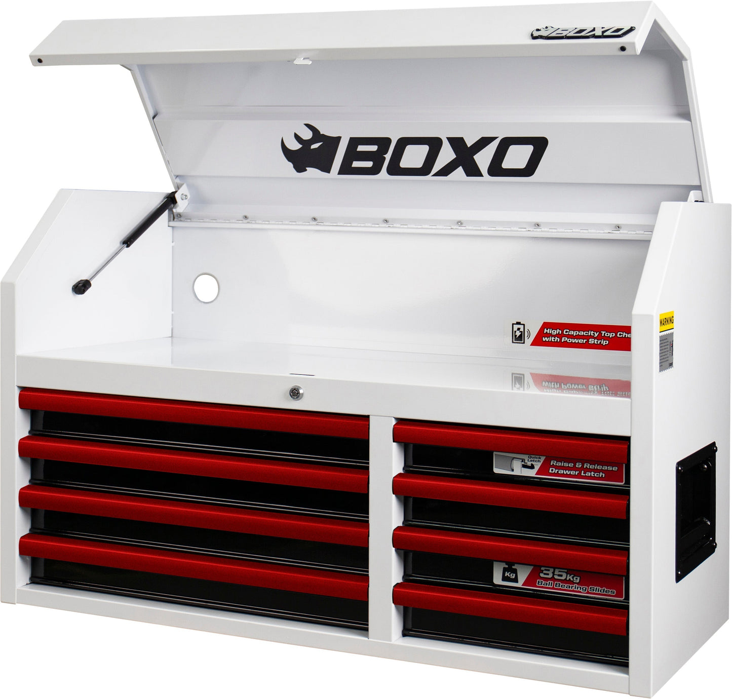 BOXO 41" 8 Drawer Top Box with Drawer Trim Pack - White Body with Coloured Trim Pack