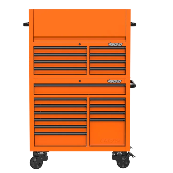 BOXO 45" Papaya Orange 19-Drawer Toolbox Stack (Limited Edition)