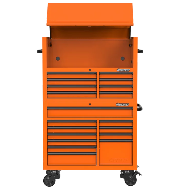 BOXO 45" Papaya Orange 19-Drawer Toolbox Stack (Limited Edition)