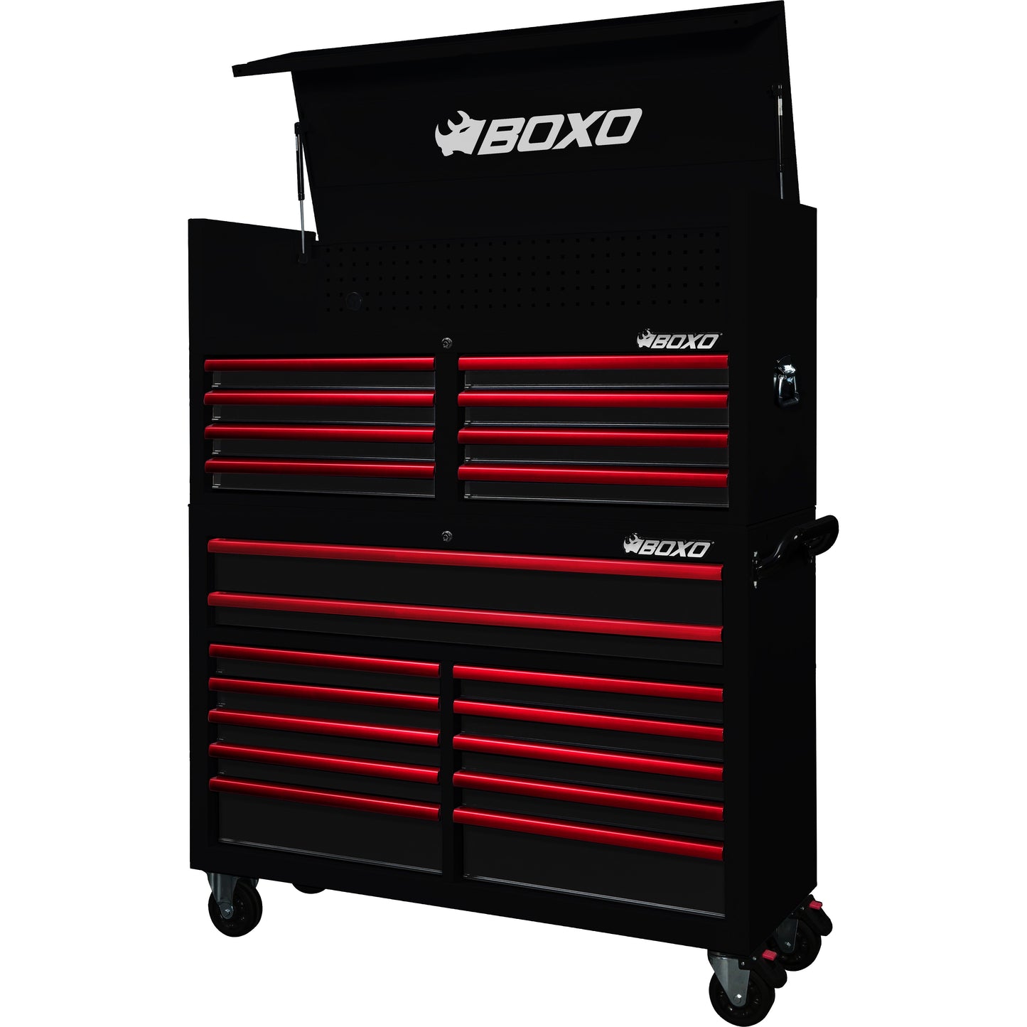 BOXO 53" Black 20 Drawer Toolbox Stack with Drawer Trim Pack (Trim colour options)