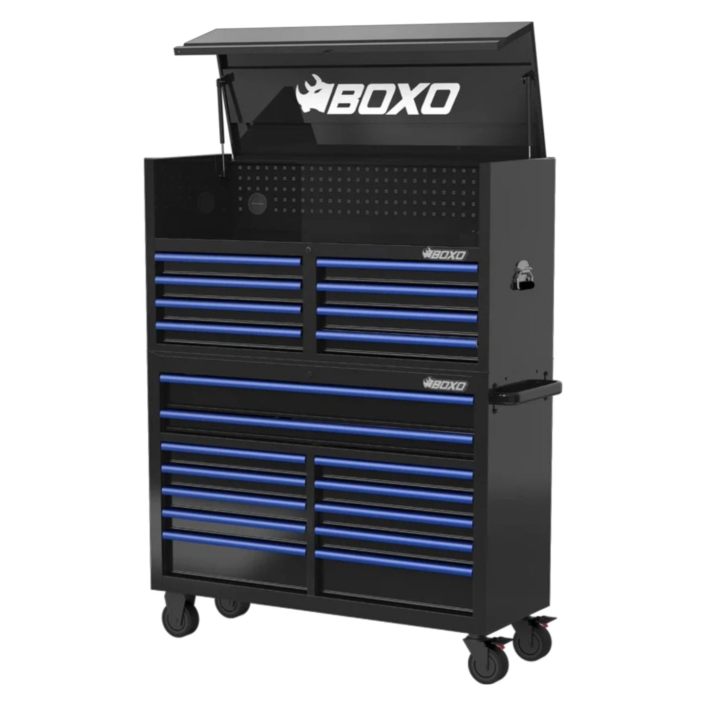 BOXO 53" Black 20-Drawer Toolbox Stack (Trim colour options)