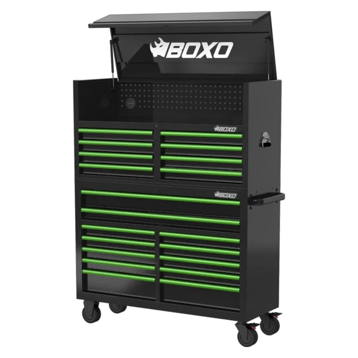 BOXO 53" Black 20-Drawer Toolbox Stack (Trim colour options)