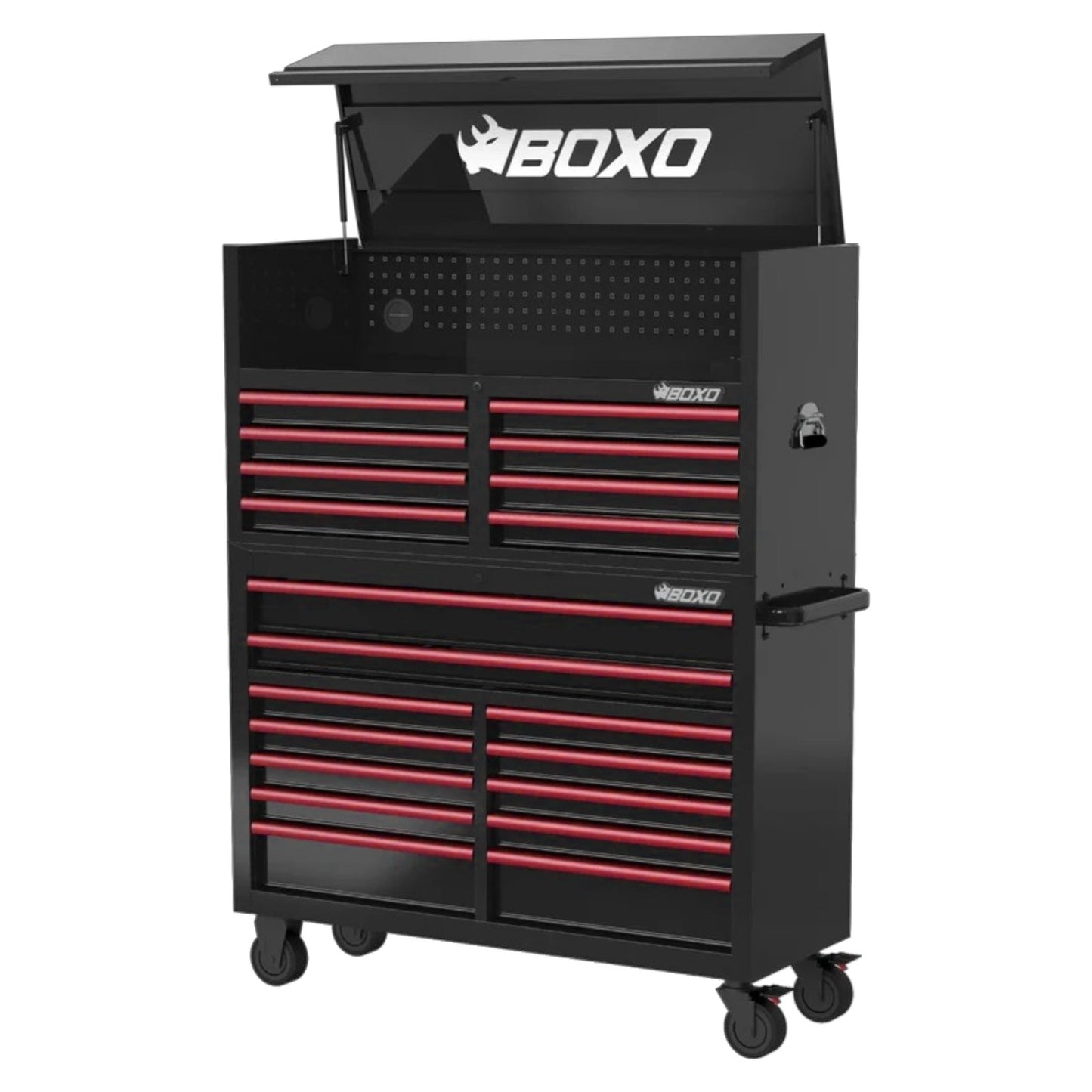 BOXO 53" Black 20-Drawer Toolbox Stack (Trim colour options)