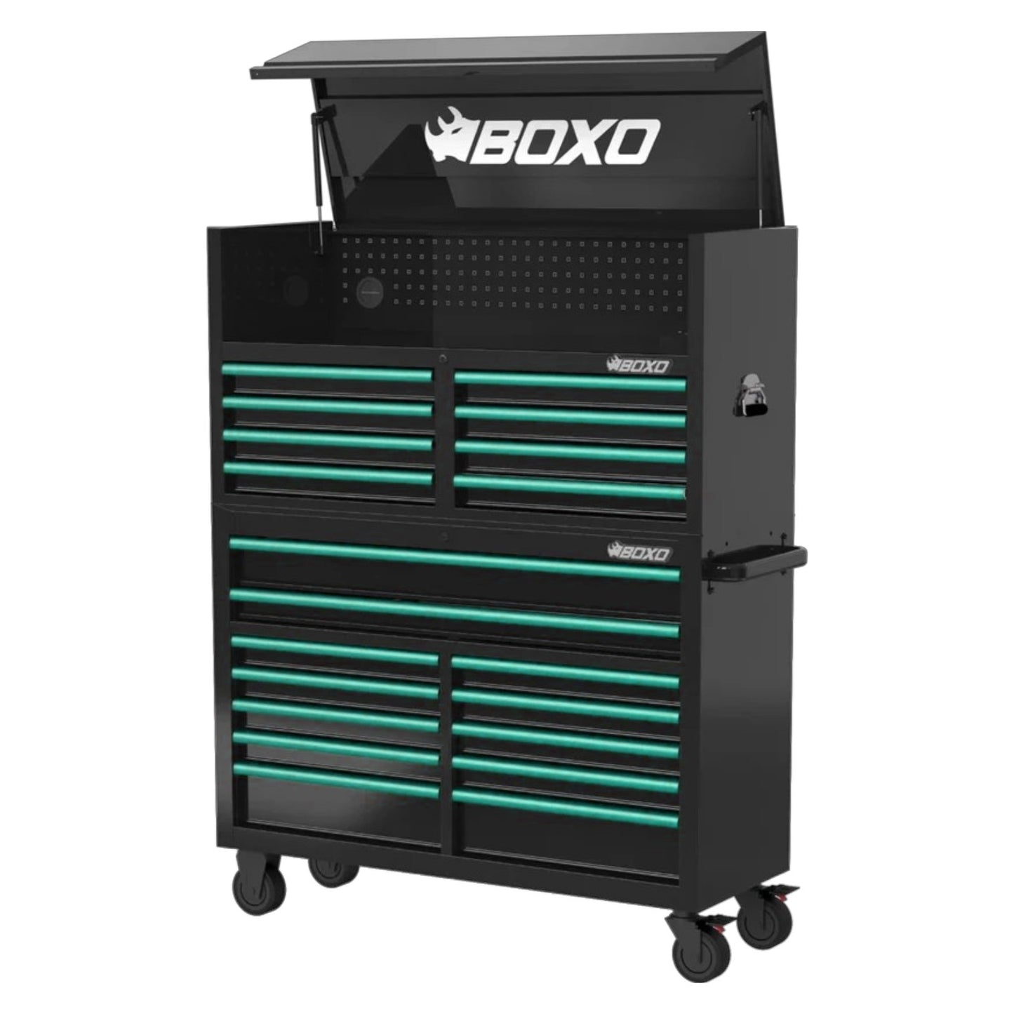 BOXO 53" Black 20-Drawer Toolbox Stack (Trim colour options)