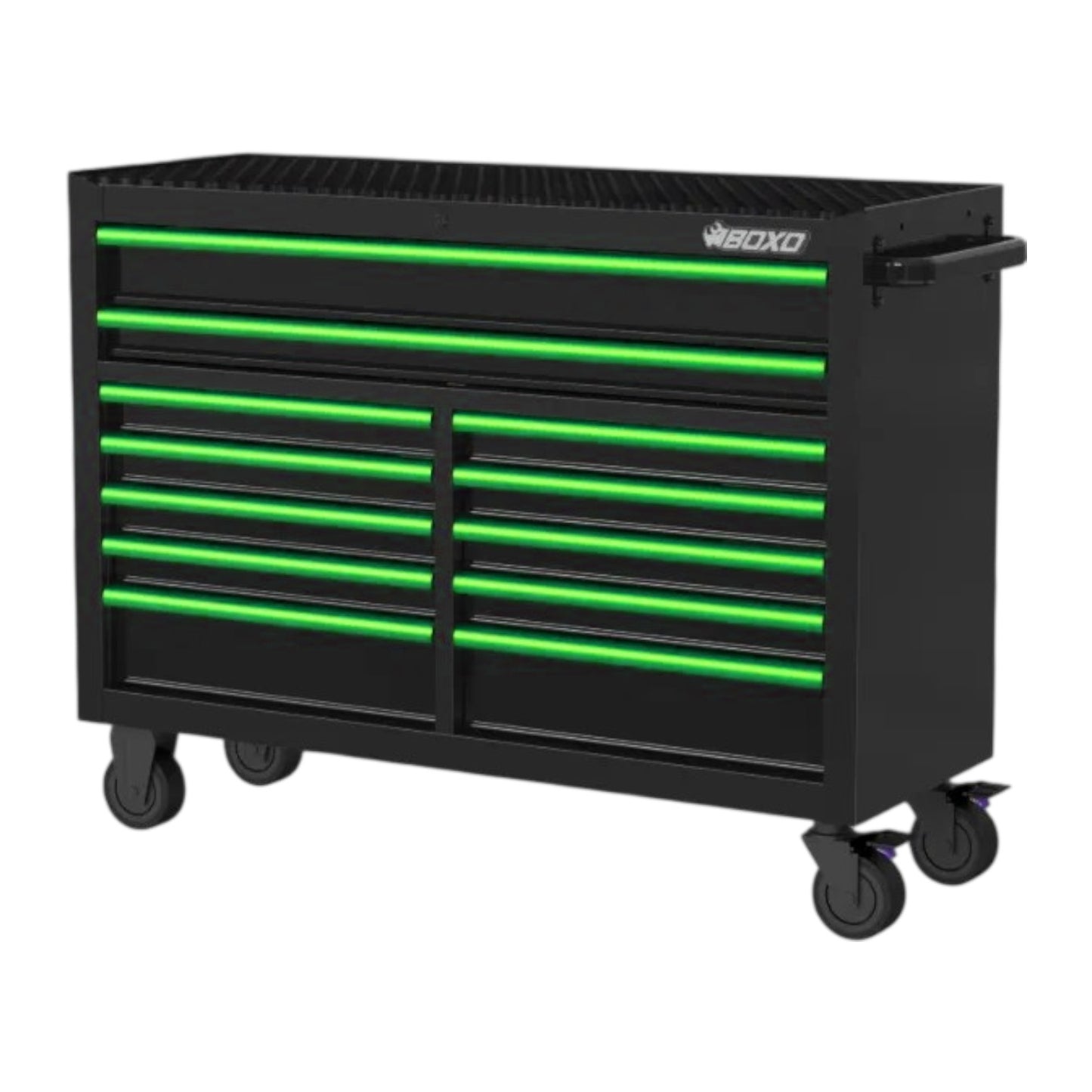 BOXO 53" Black 12 Drawer Roll Cabinet with Drawer Trim Pack (Trim colour options)