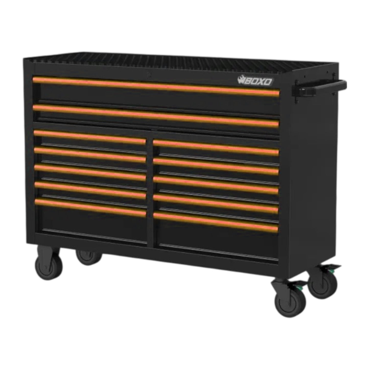 BOXO 53" Black 12 Drawer Roll Cabinet with Drawer Trim Pack (Trim colour options)