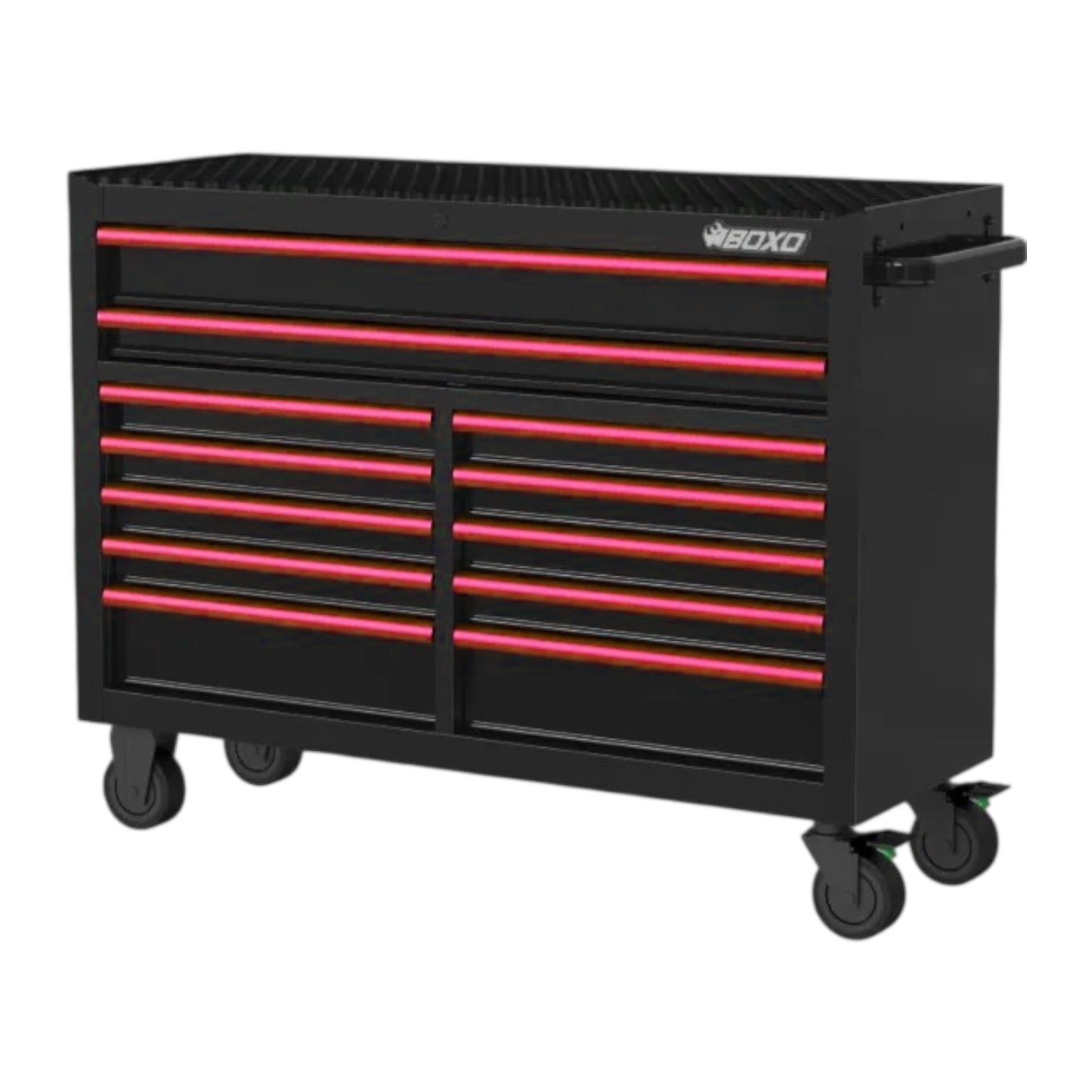 BOXO 53" Black 12 Drawer Roll Cabinet with Drawer Trim Pack (Trim colour options)