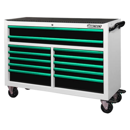 BOXO 53" White 12-Drawer Roll Cabinet (Trim colour options)