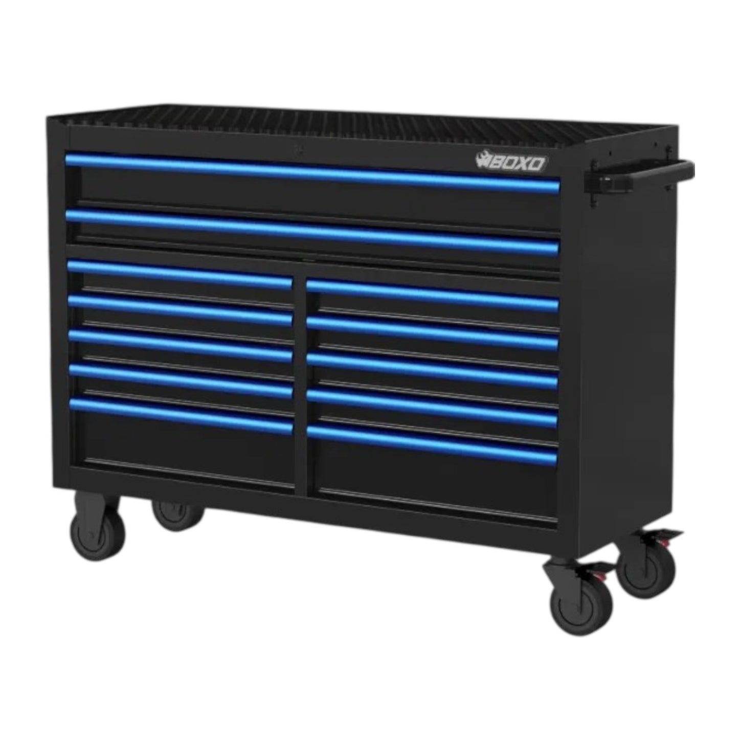 BOXO 53" Black 12 Drawer Roll Cabinet with Drawer Trim Pack (Trim colour options)