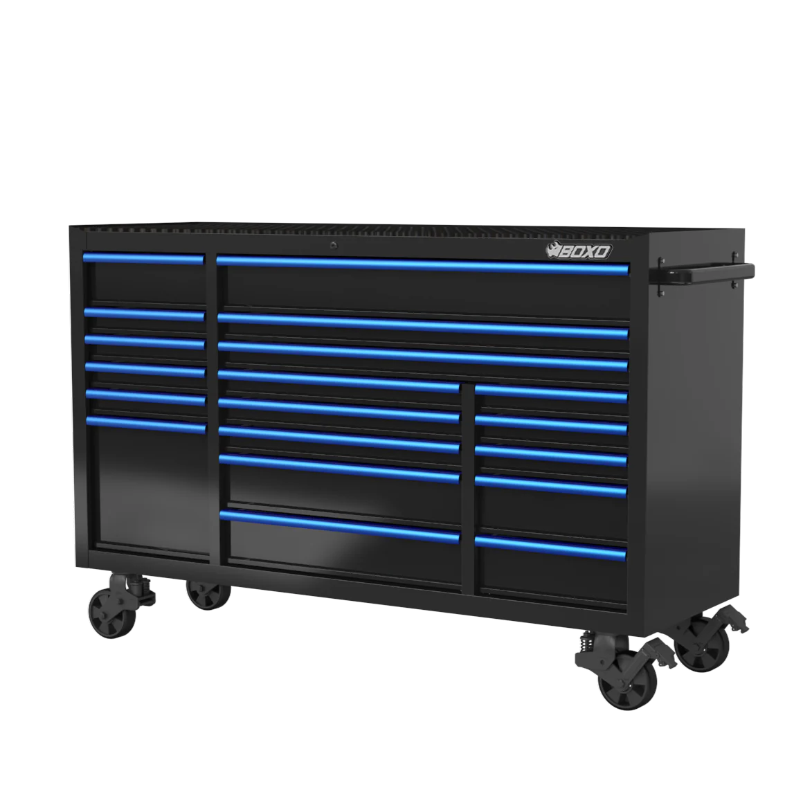 BOXO 72" 19 Drawer Triple Bank Roll Cabinet with Drawer Trim Pack - Black Body & Trim Colour Options