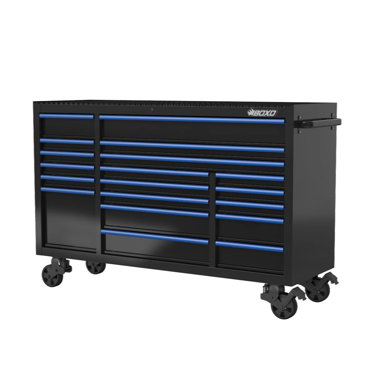 BOXO 72" 19 Drawer Triple Bank Roll Cabinet with Drawer Trim Pack - Black Body & Trim Colour Options