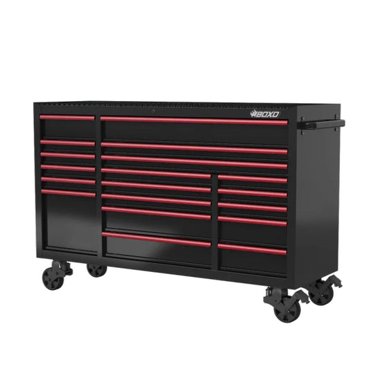 BOXO 72" Black 19 Drawer Triple Bank Roll Cabinet with Drawer Trim Pack (Trim colour options)