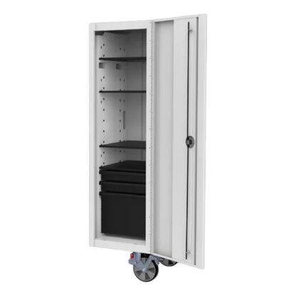 BOXO Full Height White Side Locker with 4 Shelves & 3 Drawers