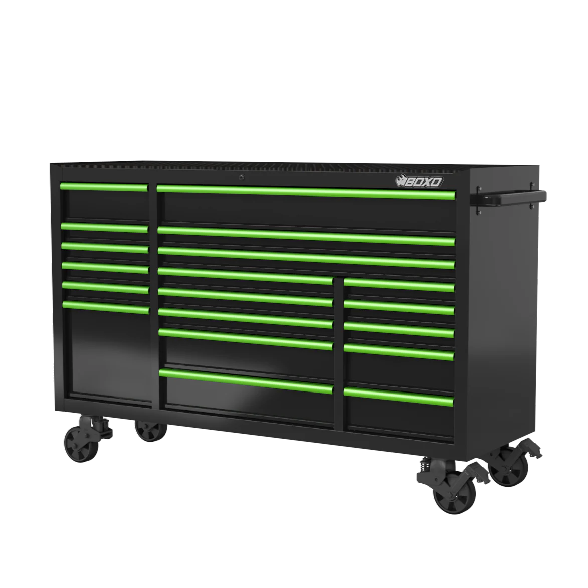 BOXO 72" 19 Drawer Triple Bank Roll Cabinet with Drawer Trim Pack - Black Body & Trim Colour Options