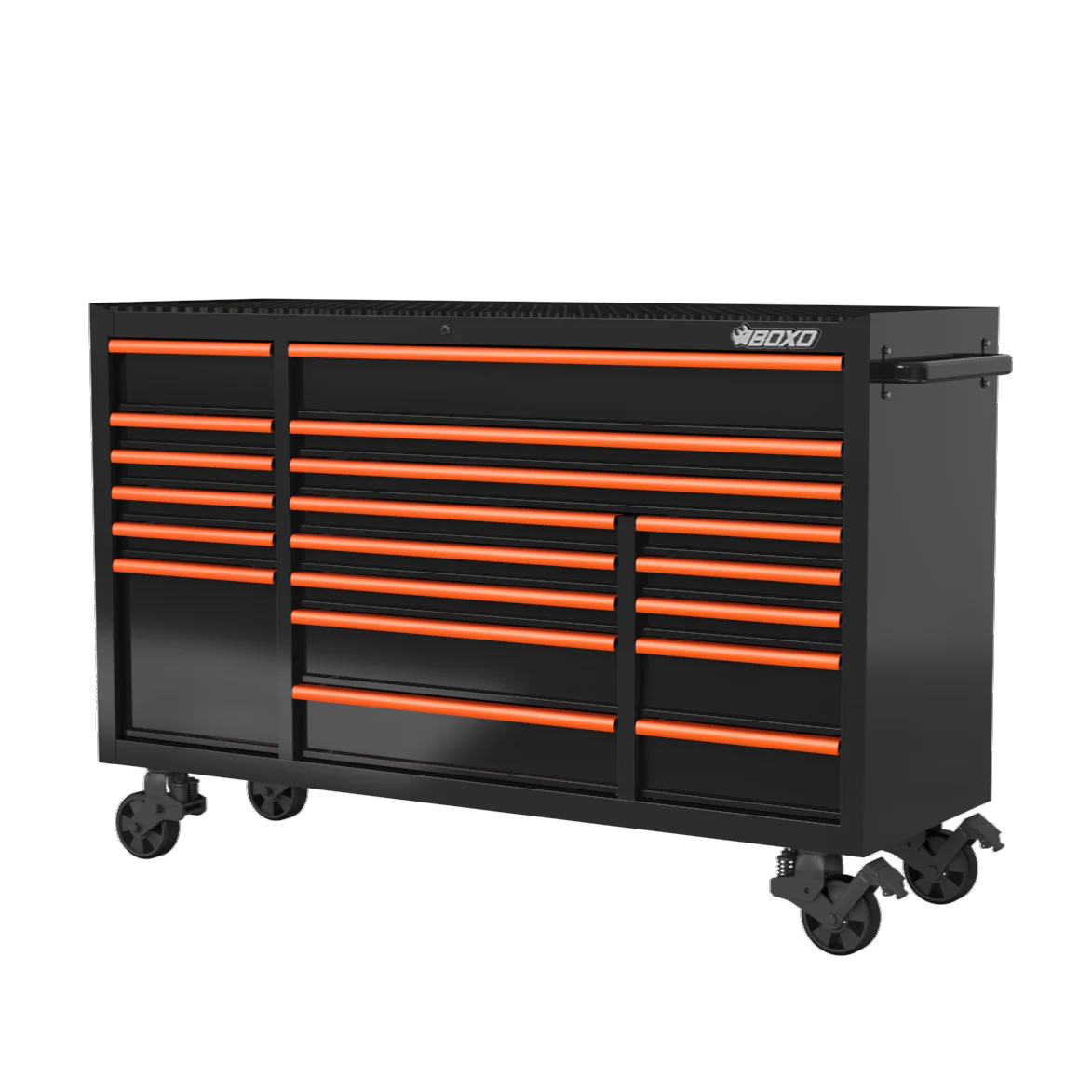 BOXO 72" 19 Drawer Triple Bank Roll Cabinet with Drawer Trim Pack - Black Body & Trim Colour Options