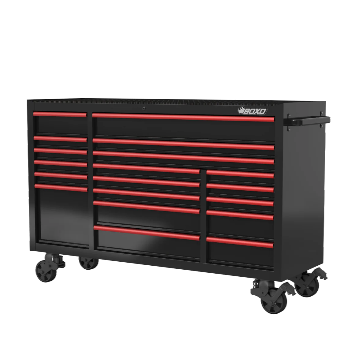 BOXO 72" 19 Drawer Triple Bank Roll Cabinet with Drawer Trim Pack - Black Body & Trim Colour Options