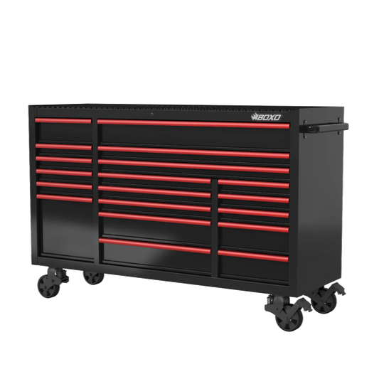 BOXO 72" 19 Drawer Triple Bank Roll Cabinet with Drawer Trim Pack - Black Body & Trim Colour Options