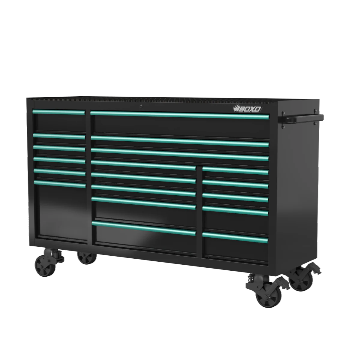 BOXO 72" 19 Drawer Triple Bank Roll Cabinet with Drawer Trim Pack - Black Body & Trim Colour Options