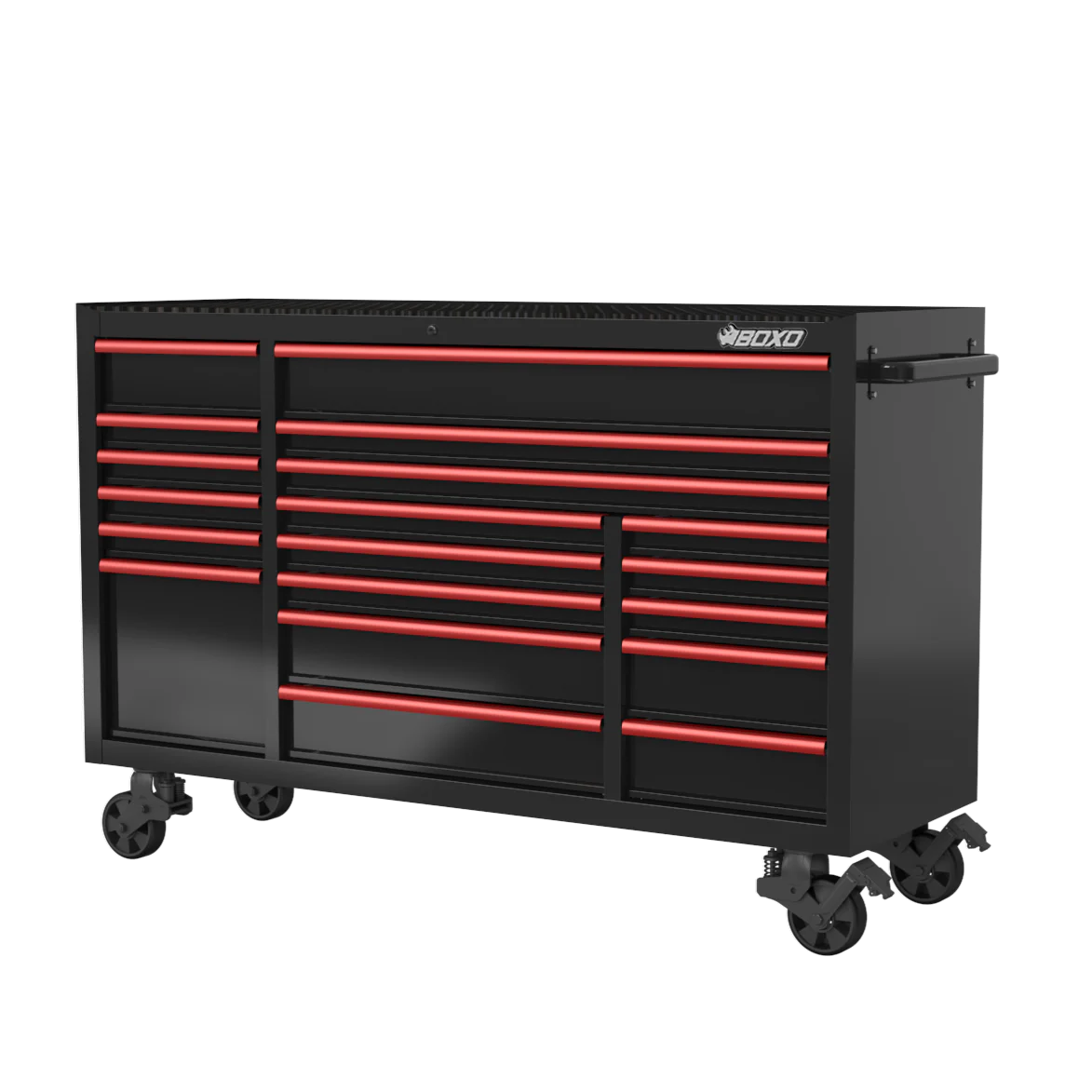 BOXO 72" 19 Drawer Triple Bank Roll Cabinet with Drawer Trim Pack - Black Body & Trim Colour Options