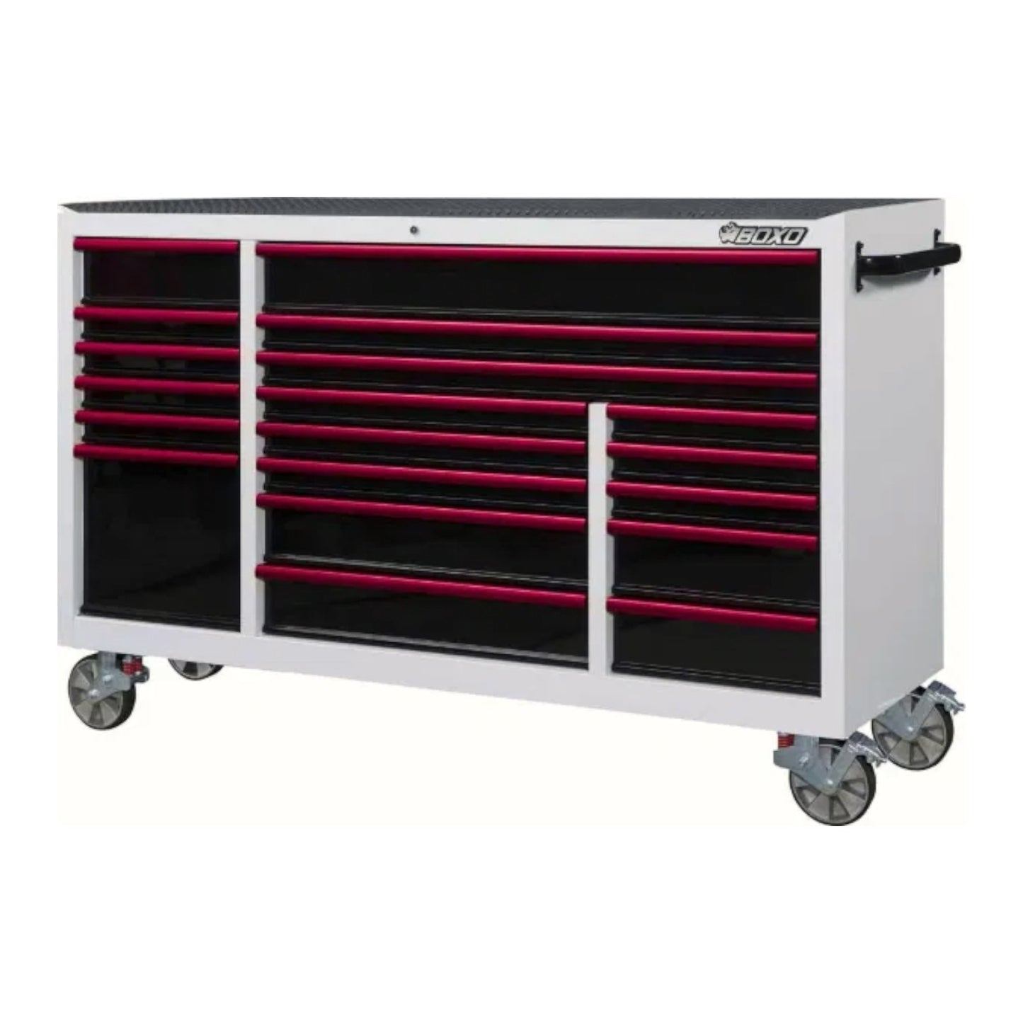 BOXO 72" White 19 Drawer Triple Bank Roll Cabinet with Drawer Trim Pack (Trim colour options)