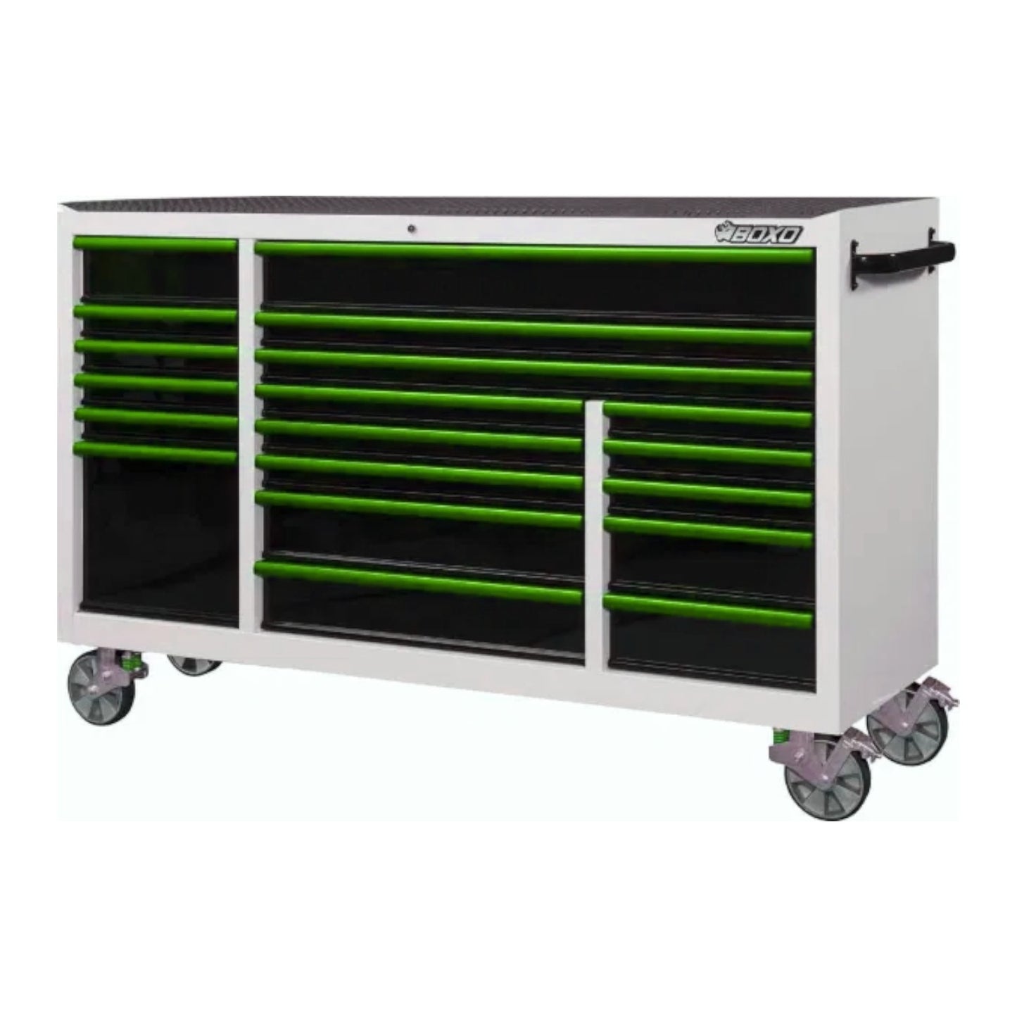 BOXO 72" White 19 Drawer Triple Bank Roll Cabinet with Drawer Trim Pack (Trim colour options)
